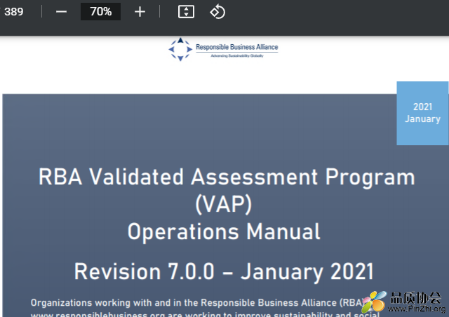 RBA Validated Assessment Program (VAP) Operations Manual