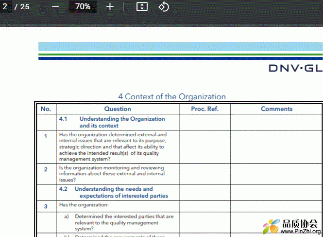 DNV GL ISO 9001-2015 Assessment Checklist