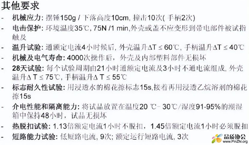 MCB类产品性能要求