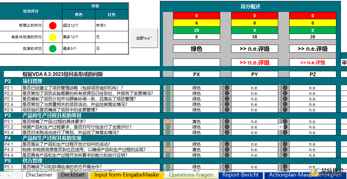 VDA 6.3-2023-P1-潜在供方分析提问表