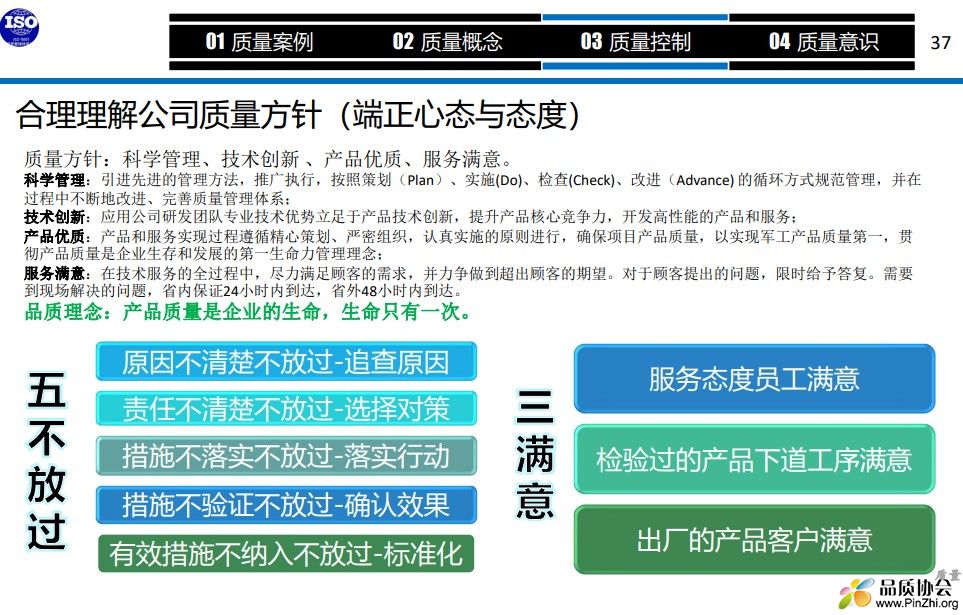 合理理解公司质量方针