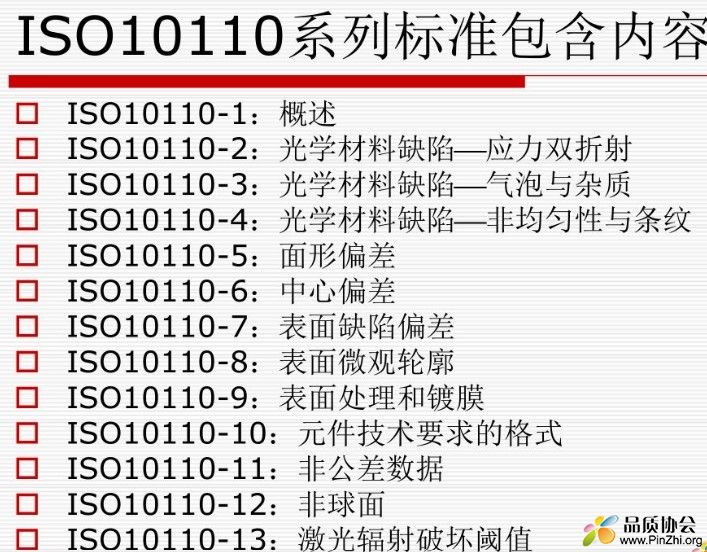 ISO 10110系列标准