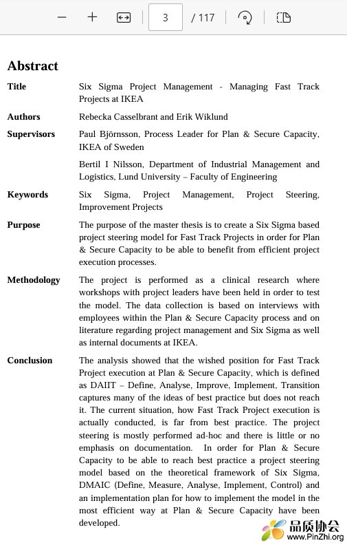 Six Sigma Project Management