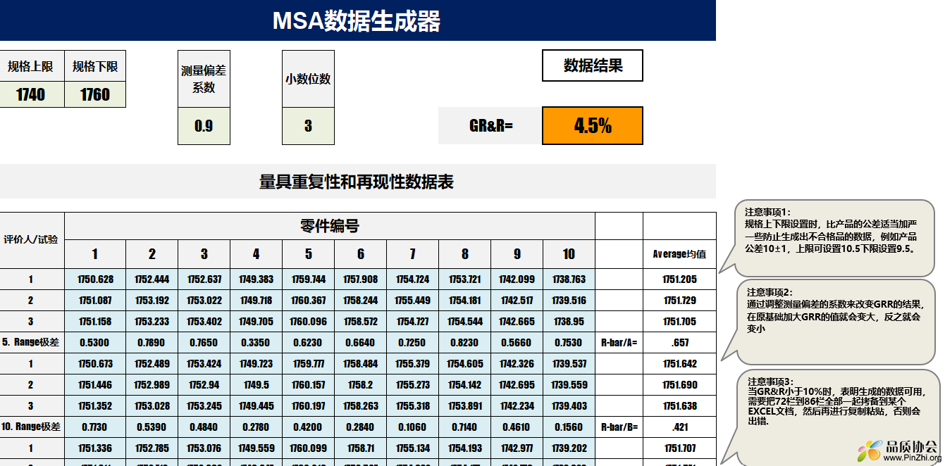 MSA数据生成器 - 量具重复性和再现性数据表.png