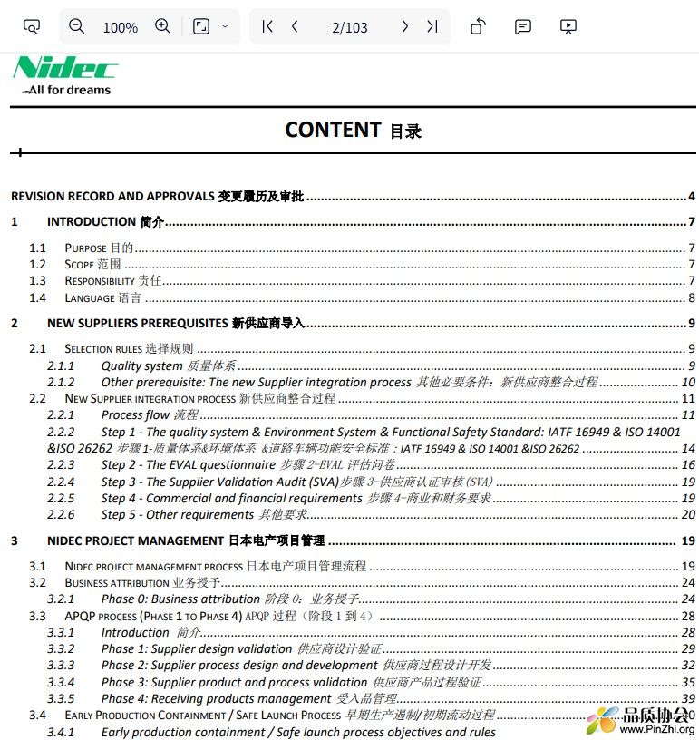 日本电产AMG1供应商手册 Nidec AMG1 Supplier Manual